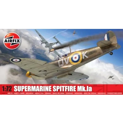 Image of Airfix A01071C Classic Set Supermarine Spitfire Mk.Ia Building Plastic Plane Kits for Adults &amp; Children Aged 8+, Includes Sprues Decals 1:72 Scale Model