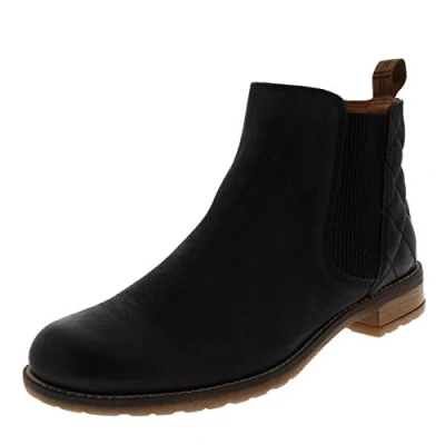 Image of Barbour Womens Abigail Leather Winter Casual Low Heel Smart Ankle Boots Black 3