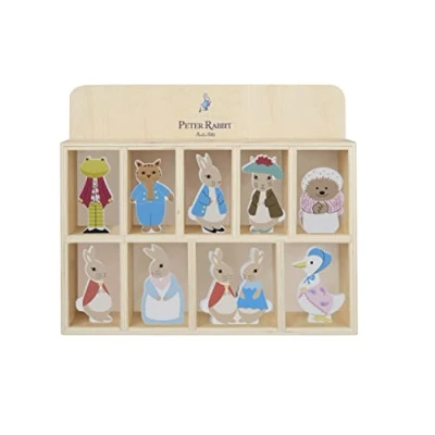 Image of Peter Rabbit Baby Gifts Wooden Beatrix Potter Characters and Display Shelf Nursery, First Birthday for Girls Boys Official Licensed by Orange Tree Toys