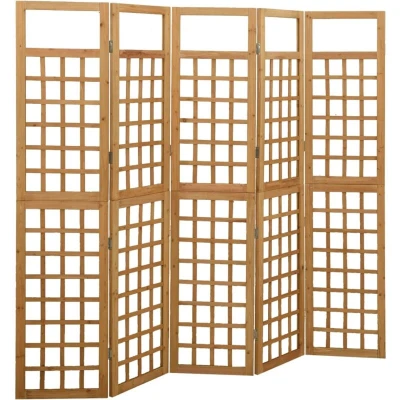 Image of vidaXL 5 Panel Room Divider/Trellis Solid Fir Wood 201.5x180 cm