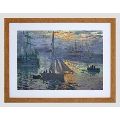 Image of Wee Blue Coo Claude Monet Sunrise At Sea Old Master Picture Framed Wall Art Print