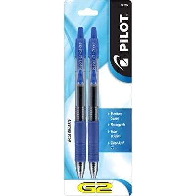 Image of Pilot, G2 Premium Gel Roller Pens, Fine Point 0.7 mm, Blue, Pack of 2