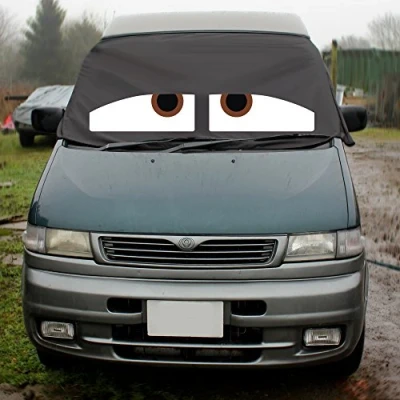 Image of Bongo Friendee Window Screen Cover Wrap Black Blind Camper Van Frost Eyes (Brown)