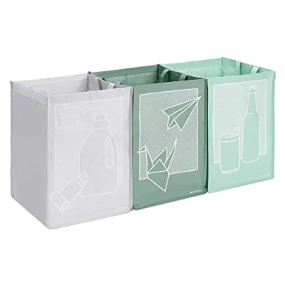 Image of Navaris Recycling Bags for Kitchen (Set of 3) Reusable Recycle Bag Set to Separate Paper, Plastic, Glass Indoor Sorter Bin Organiser Bins Home