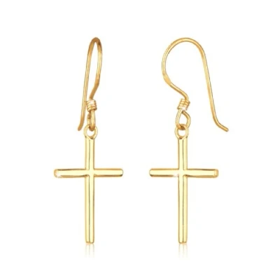 Image of Elli Earrings Ladies Ear Hanger Cross in 925 Sterling Silver Gold Plated
