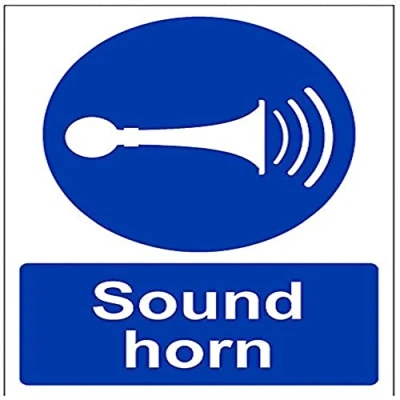Image of V Safety Sound Your Horn Sign 150mm x 200mm Self Adhesive Vinyl