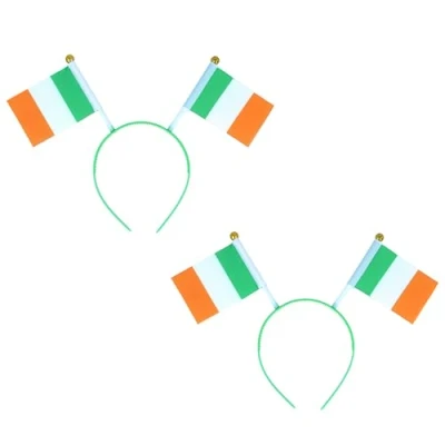 Image of Lizzy 2 x Irish Flag Headband St Patricks Day Shamrock Head Boppers Hats Clover Green Fancy dress Accessories Costume Favors for Women Girls