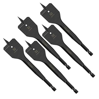 Image of 5 x SabreCut SCRIW32_5 32mm 152mm Impact Rated Flat Wood Spade Bits Compatible with Bosch Dewalt Makita Milwaukee and Many Others