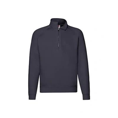 Image of Fruit of the Loom Men&#039;s Premium Zip Neck Sweat Sweater, Deep Navy, S