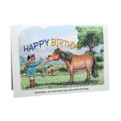 Image of Armand Foster Happy Birthday Horses &amp; Ponies Humour Cartoon A5 Funny Blank Greeting Card