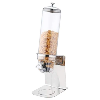 Image of Commercial Quality Stainless Steel and Polycarbonate Cereal Dispenser for Breakfast Buffet Bars with One 4 litre container. Stylish, money saving presentation of cereals Hotels, Guest Houses etc.