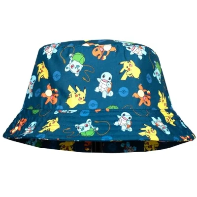 Image of Pokemon Bucket Hat for Boys Age 5 12 Summer Kids Lightweight Breathable Sun Gift Dark Blue