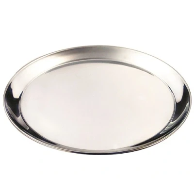 Image of Genware NEV 52139 Round Tray, Stainless Steel, 14&quot;, 350 mm