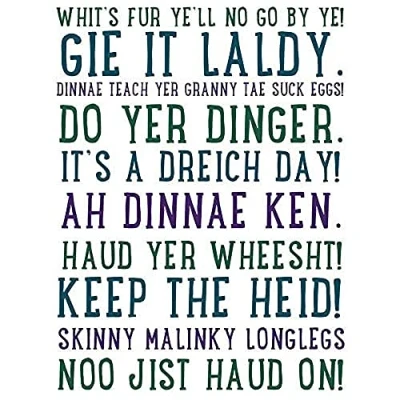 Image of Wee Blue Coo Scottish Sayings Phrases Scotland Typography3 Picture Art Large Print Poster Wall Decor 18x24 inch