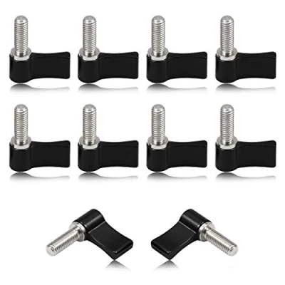 Image of SPEEDWOX 10 Pcs M6 17mm Threading Rotating Knob, Adjustable thumb Lever Screw, screw with Single Wing, Black Aluminum Alloy for electronic equipment