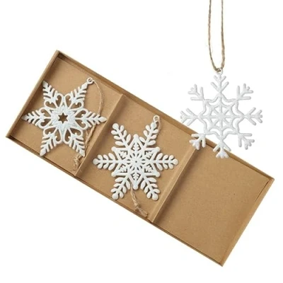 Image of Heaven Sends Assorted Metal Snowflakes Hanging Christmas Decoration Pack of 3 7.5cm for Home Gift Idea Ornaments Tree Decorations