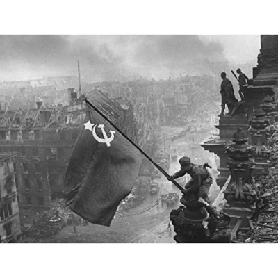 Image of Khaldei War WWII USSR Flag Over Reichstag Photo Large Wall Art Poster Print Thick Paper 18X24 Inch