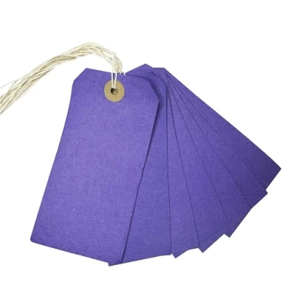 Image of Box of 1000 Purple Strung Tags 120mm x 60mm