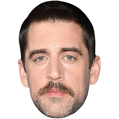 Image of Aaron Rodgers (Moustache) Celebrity Mask, Flat Card Face, Fancy Dress Mask
