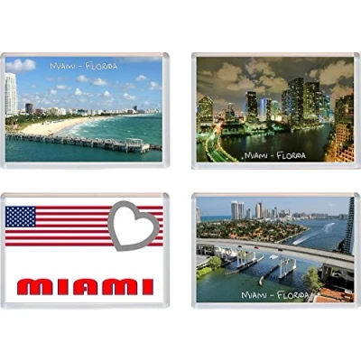 Image of Miami Florida USA 4 PACK Jumbo Fridge Magnet/Magnets