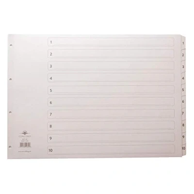 Image of Concord Classic Index Mylar reinforced Oblong Punched 4 Holes 1 10 A3 White Ref 04601/CS46