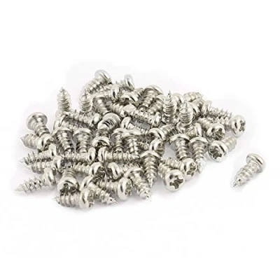 Image of sourcing map 50pcs M2.5 x 6mm Stainless Steel Phillips Pan Round Head Self Tapping Screws