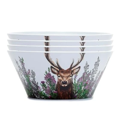 Image of Puckator Wild Stag 4Pc Reusable Picnic Bowls Out of Recycled Plastic Bottles Serving Party Ramen Bowl for Parties Breakfast Small Poke