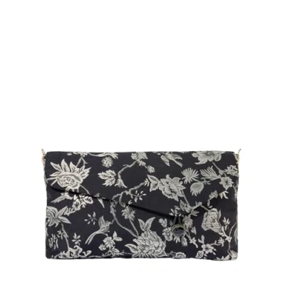 Image of Joe Browns Women&#039;s Floral Jacquard Clutch Bag, Gold/Black, One Size