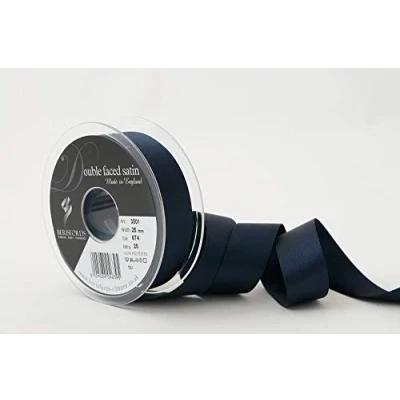 Image of Berisfords Double FACE Poly Satin Ribbon, Midnight, 25 mm