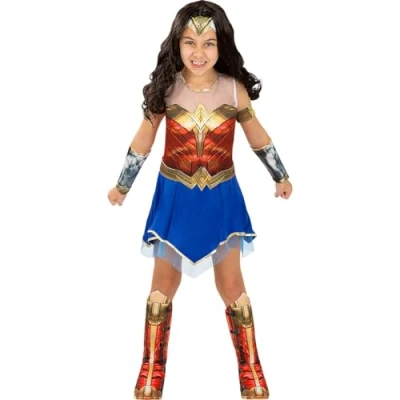 Image of Funidelia Wonder Woman 1984 Costume for girl Superheroes, DC Comics Costumes kids, accessory fancy dress &amp; props Halloween, carnival parties Size 7 9 years Red