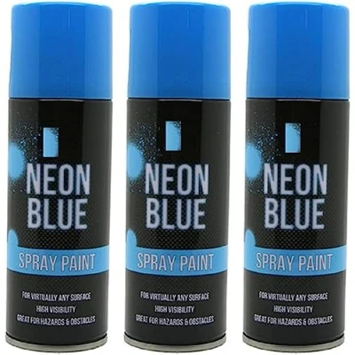 Image of Karrma Ltd. 3pk Fluorescent Neon Spray Can Paint 200ML Graffiti No CFC&#039;s (Blue)