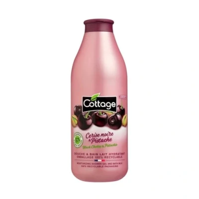 Image of Cottage Moisturising Shower Gel &amp; Bath Milk 97% Natural Ingredients, pH Neutral, Dermatologically Tested, Hydrating Body Wash with Black Cherry Pistachio Fragrance, Nourishing for Dry Skin, 750ml