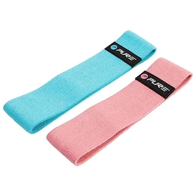 Image of Pure2Improve Resistance Bands Set of 2 Medium/Light, Fabric Exercise Workout for Legs and Glutes, Blue/Pink, Light/Medium, P2I201570