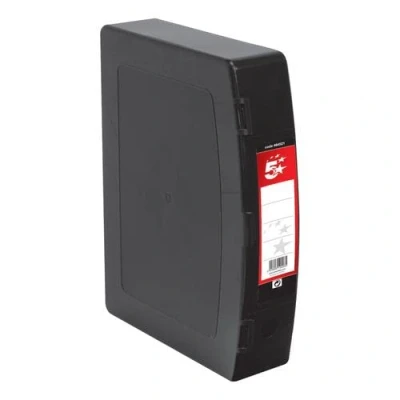 Image of 5 Star Office Box File Capacity 70mm Polypropylene Twin Clip Lock Foolscap Black + Free finchley Refill Pen (5)