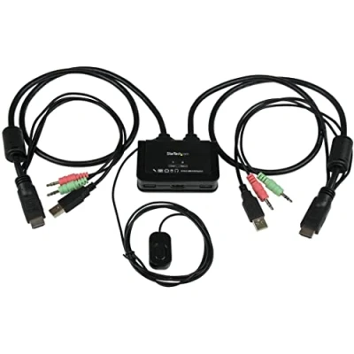 Image of StarTech.com 2 Port USB HDMI Cable KVM Switch with Audio and Remote Powered Dual (SV211HDUA)