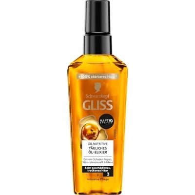 Image of Gliss Kur Hair Oil Daily Elixir (75 ml), for Dry Nourishes and Refines Without Oily Residue, Contains Argan Vitamin E