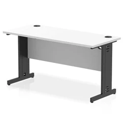 Image of Impulse 1400x600mm Straight Desk White Top Black Cable Managed Leg