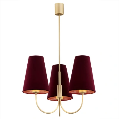 Image of Safiano Multi Arm Pendant Ceiling 3 Light Burgundy, Gold