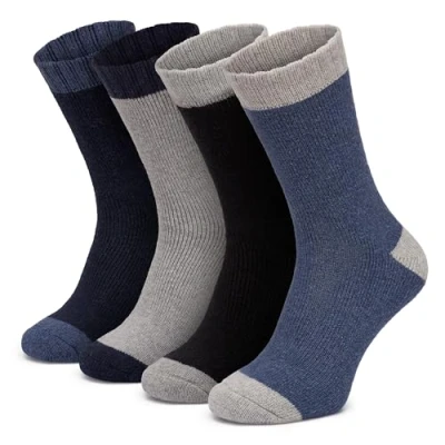 Image of All Things Accessory Men&#039;s Merino Wool Blend Thermal Boot Socks 4 Pairs, Thick and Warm, UK Size 6 11