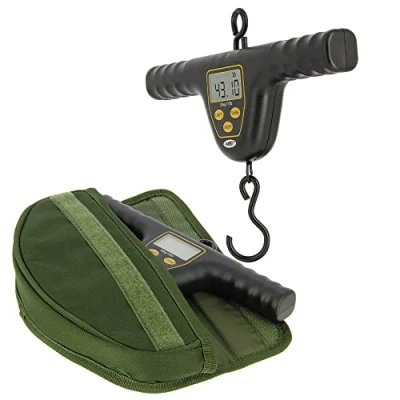 Image of NGT XPR Black Or Camo T Bar Digital 110lb / 50kg Weighing Scale and Protective Case Set For Carp Coarse Fishing (Black)