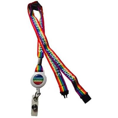 Image of 15mm Rainbow Student Nurse Badge Reel Lanyard with 3 Point Safety Breakaway