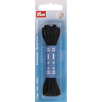 Image of Prym Round Laces, Black, 90 cm x Ø 3 mm, Schwarz, 2 Stück