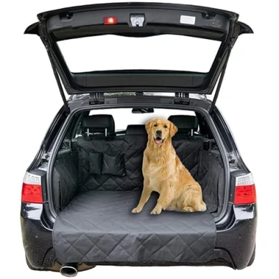 Image of Pirbright Pet Company Dog Car Boot Liner Protector, 4 Layers Quilted Waterproof Machine Washable &amp; Nonslip Backing with Bumper Flap Seat Protection for Cars, Trucks SUVs