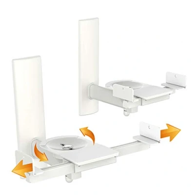 Image of RICOO Speaker Wall Mount Universal White 2 Pcs. Swivel Tilt Bluetooth WiFi Airplay Holder LH023 W Mounted Loud Bracket