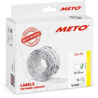 Image of Meto Price Gun Labels (22x12 mm, Single line, 12.000 Labels, White, Removable, for METO, Contact, Sato, Avery, Tovel, Samark etc.)