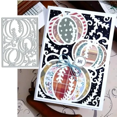 Image of Christmas Pumpkin Frame Leaf Greeting Card Metal Die Cuts,Sunflower Flower Cutting Dies Cut Stencils DIY Scrapbooking Decorative Embossing Paper Making