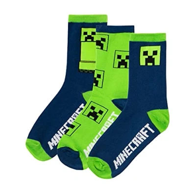 Image of Minecraft Boys Socks Pack of 3 Multicolor 4 6