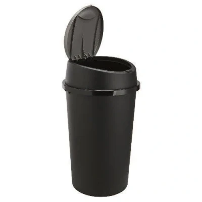 Image of 45L TOUCH TOP BIN / DUSTBIN RUBBISH KITCHEN HOME PLASTIC RECYCLING (All Black)