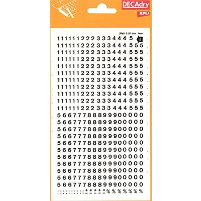 Image of Black Number Transfers 4mm 1 Sheet