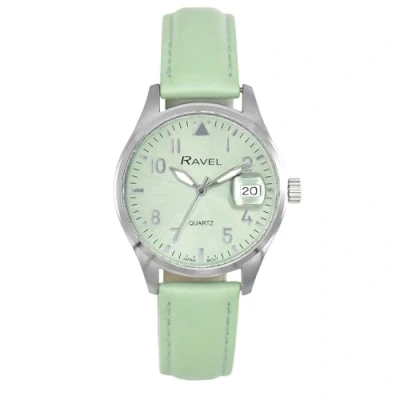 Image of Ravel Plus Women&#039;s 34mm Round 3ATM Calendar Watch with Sapphire Coated Lens and Sunray Dial Japanese Analogue Quartz RPD 007L Green/Green